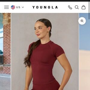 YoungLA Women's Motion Compression Tee in Burgundy